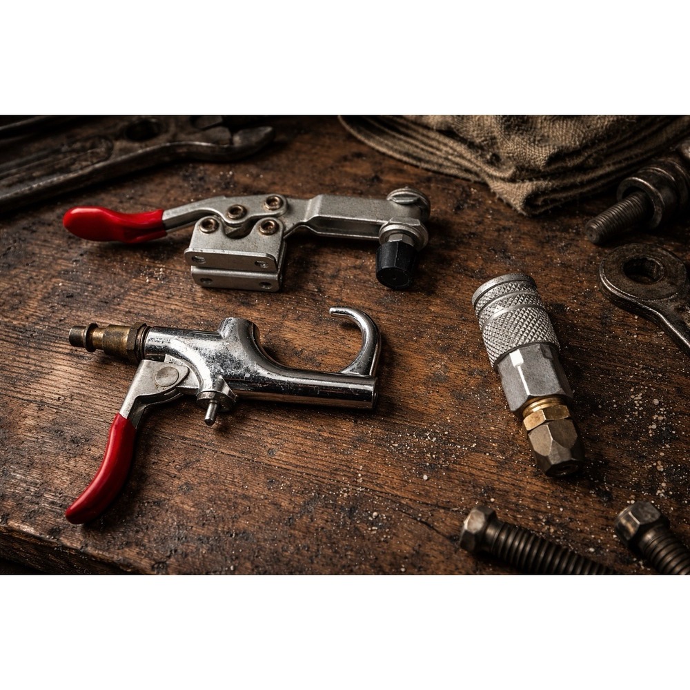 Lot of 3 Industrial Parts Toggle Clamp Air Blow Gun Quick Connect Coupler Untest